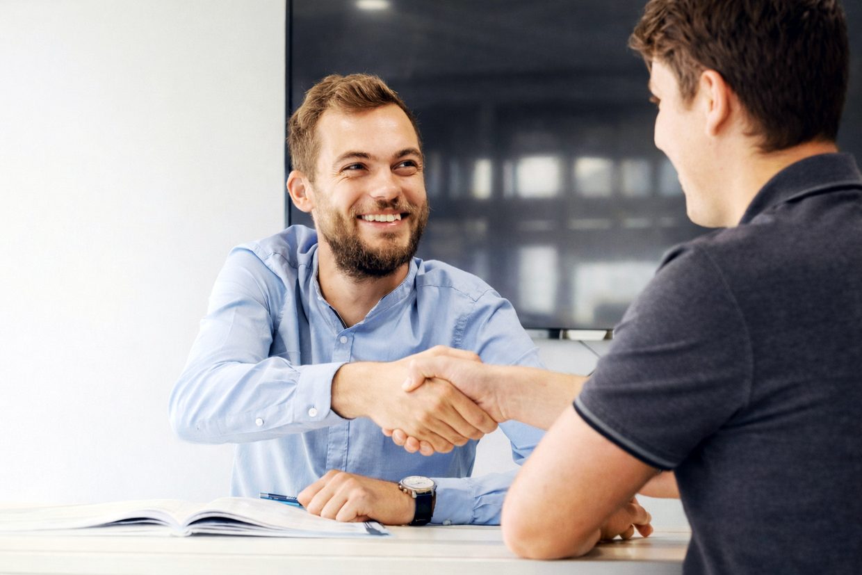 Handschlag zwischen Kunde und STASTO Mitarbeiter