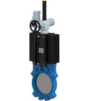 Knife gate valve with electric actuator AB1EM2I2-5-300