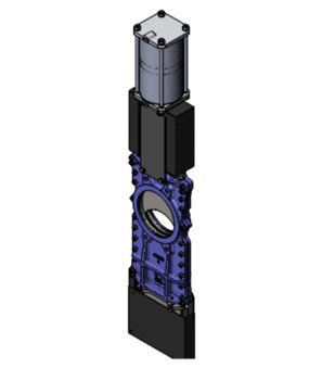Knife gate valve with double acting actuator L1N02ISE2-B-125-PI-01